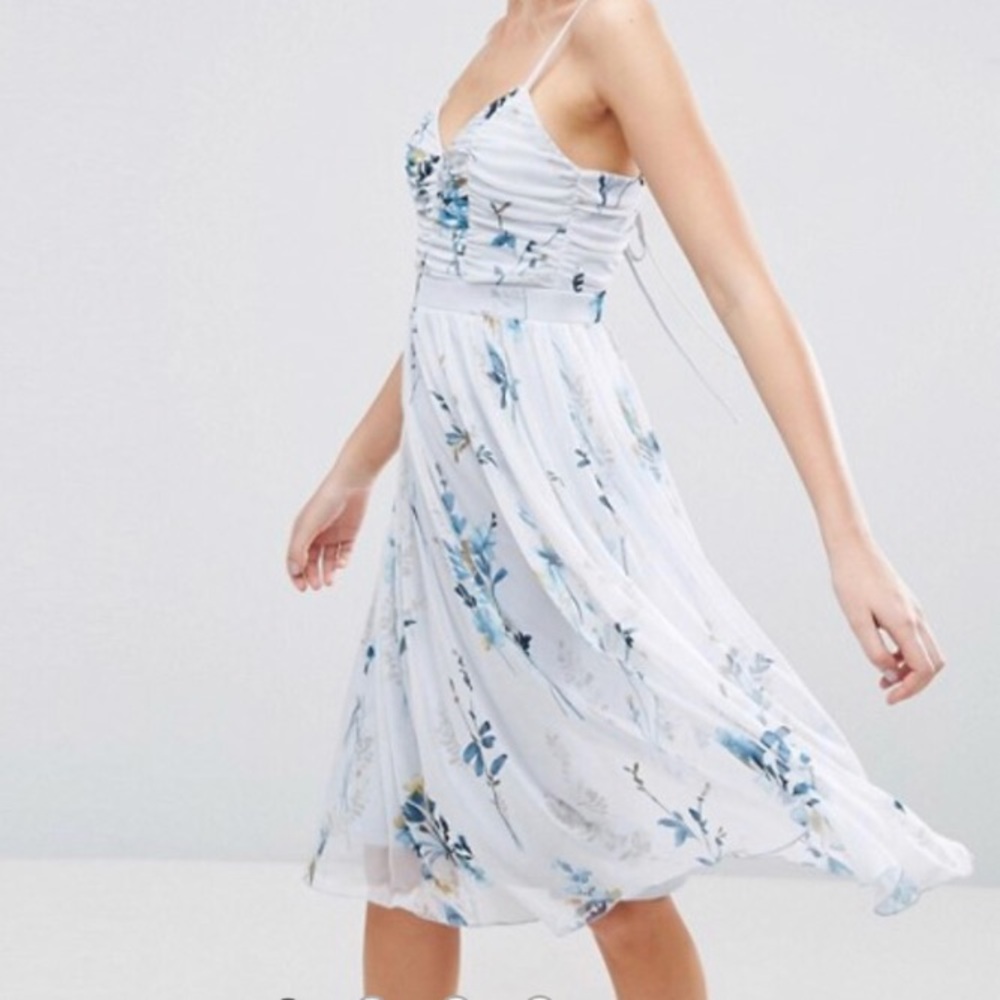 ASOS Blue Floral Mesh Dress